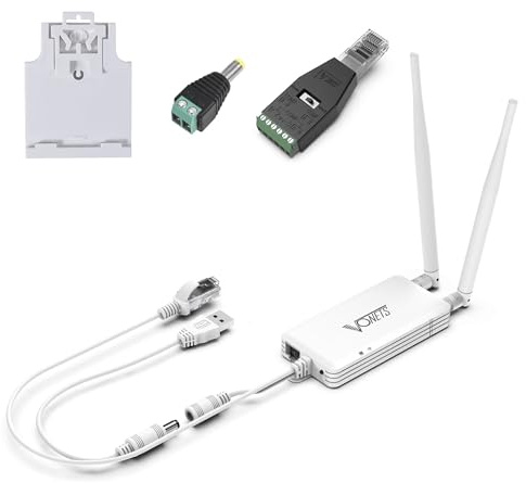 VONETS VAP11S-232 - Adaptador WiFi a Ethernet de 300 Mbps 2.4 G Puente/repetidor/mini enrutador/servidor serie RJ45 a RS232 con 2 puertos RJ45/antenas USB/CC alimentado para dispositivos de red de