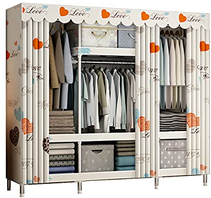 BOKNI Klappbarer Kleiderschrank, tragbarer Aufbewahrungsschrank, Kleiderstange, Regal, hängende Vorhänge, Stoffschrank, Organizer, 172 x 45 x 150 cm (Größe: 172 x 45 x 150 cm, Farbe: D)