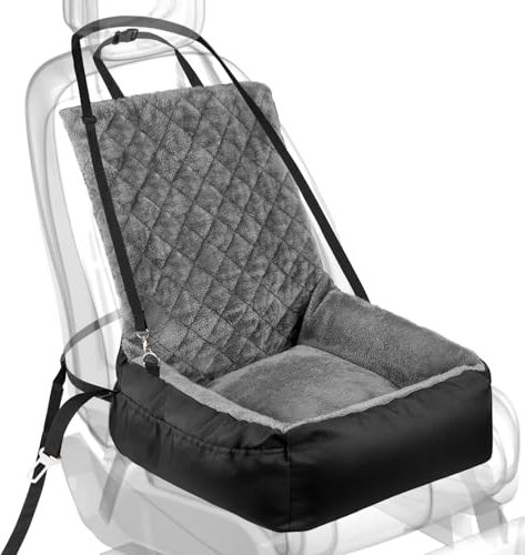 SIVEIS Hunde Autositz für Kleine / Mittelgroße Haustiere – Kuscheliges Plüschbett mit Aufbewahrungstasche, Kratzfester Sitz für Rück- & Vordersitz, Inklusive Anschnallgurt