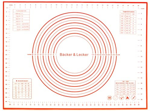 Silikonmatte Backmatte 50 x 70 CM Backunterlage Silikon Teigmatte | Rutschfeste Teigunterlage Antihafte für Fondant Gebäck Pizza BPA Frei