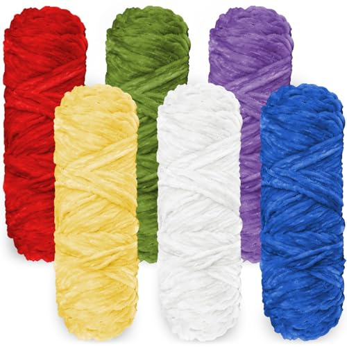 YINVA Wolle Zum Häkeln 600g(6pcs×100g) Flauschige Wolle Velvet Babywolle Weiche(Mehrfarbig-6pcs-600g)