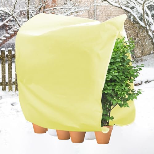 XIAQICA Cappuccio Protezione Piante, 200 x 240cm Copri Piante Inverno Esterno, Tessuto Non Tessuto per Piante Teli per Piante Inverno con Coulisse e Cerniera Telo Copri Piante Antigelo