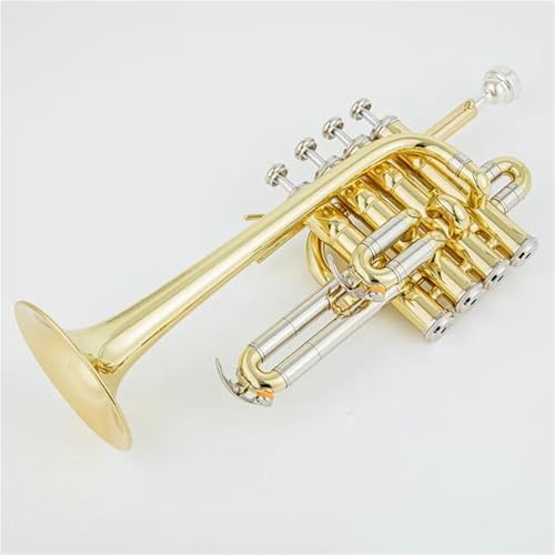 Trompete Professionelle Hochtrompete Bb Piccolo Trompete Messing Gold Silber Lackoberfläche Trompete(G)