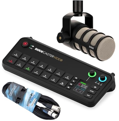 Rode Rodecaster Video Konsole für Audio- und Videoproduktion mit Podmic Mikrofon und keepdrum XLR-Kabel