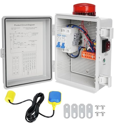 LyteSolar Septic Alarm, High Water Septic Tank Alarm with 110DB Audio-Visual Alerts, Automatic Pump Control, IP67 Waterproof Casing, Ideal for Sump Pumps & Water Tanks, AMZB003 Model