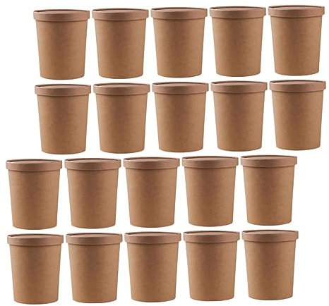 SOESFOUFU 25sets Soup Bucket Porridge Cup Coated Cup Stock Pot Lid Leak Soup Containers