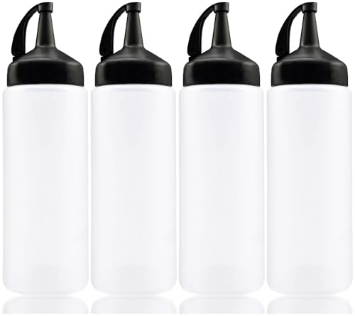 EOGRFW 4 Stück Squeeze Flasche, Quetschflasche Mit Kappen, 340Ml