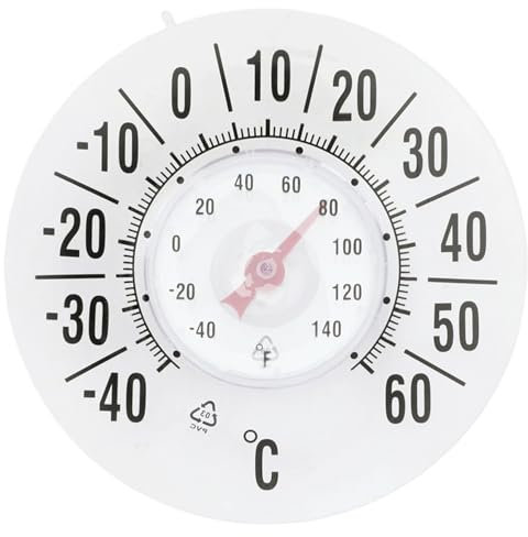 Termometro della finestra, termometro per finestre rotondi trasparente per temperatura esterna, aderente, autoadesivo, misurazione della temperatura impermeabile.
