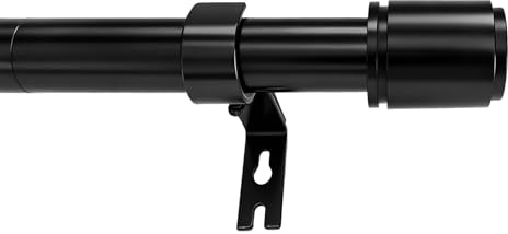 MYGOALII 70-122cm 25mm Seamless Splicing Extendable Curtain Poles for Eyelet Curtains, Heavy Duty Black Curtain Pole with Multi-Piece Assembly, Including Adjustable Brackets and Classic Finials
