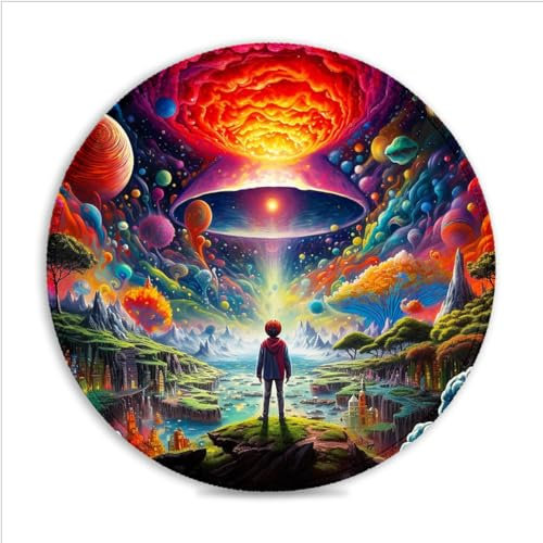 Tapis Souris Fantasy Canyon (30X30) CM 11.81(in) Tapis Bureau Rond Haute densité Coutures Anti-effilochage Base en Caoutchouc antidérapante Compatible avec Les Souris Laser et optiques