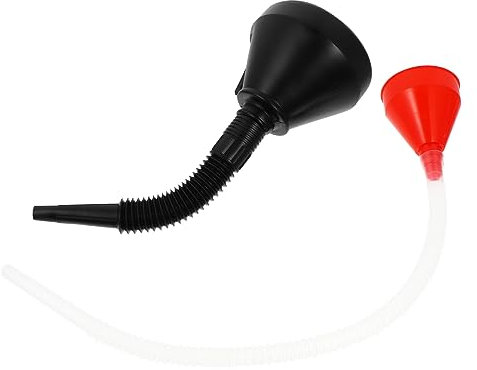 Alipis Entonnoir à Huile de Moteur en Plastique 2 Pièces Bec Flexible Rouge et Noir, Facile à Manipuler et Prévenant les Déversements pour Usage Automobile et Domestique