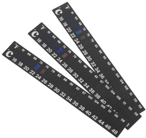 GLEAVI Adesivo Termometro Di Fermentazione, Striscia Termometro Adesiva 16-48°c in Materiale Sicuro, Autoadesivo Per Barattoli e Fermentazione, Set Da 3 Pezzi Per Homebrewing e Yogurt