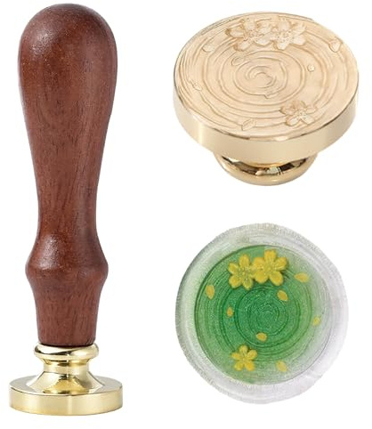 Ychostamp Sello de cera de flor de cerezo, sello de cera de onda de agua y Sakura, sello floral japonés para álbumes de recortes, diario, decoración elegante de papelería