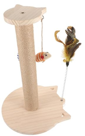 Toddmomy Katzenscratch Post aus Robustem Holz mit Kratzmatte Stehendes für Katzen Entspannen und Kratzen für Drinnen Platzsparend und Zufällige Farbe