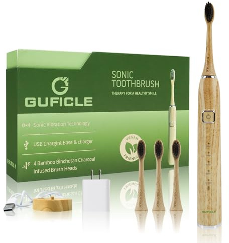 GUFICLE Bamboo Electric Toothbrush for Adults, Soft Bristle