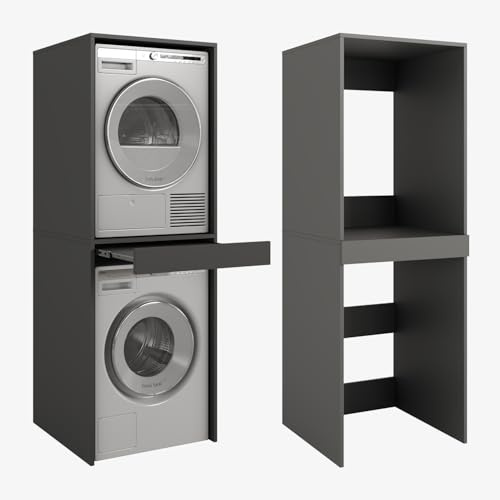PLATAN Room Lavatrice asciugatrice con ripiano estraibile • Armadio sovrapiano 187 x 65 x 66 cm (antracite)