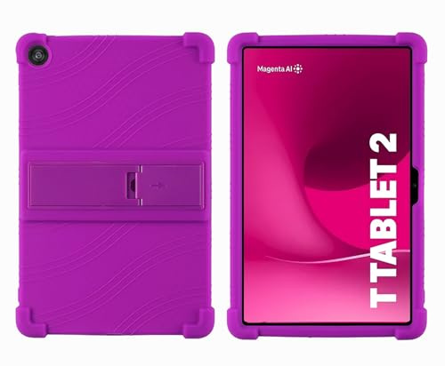 GIOPUEY Hülle Kompatibel mit Telekom T Tablet 2 10.1 Inch 2025 - mit Ständer - Weiche TPU Silikon Schutzhülle - Airbag Sturzschutz Case - Purple