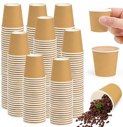 LANSKYLAN 500 PCS Vasos Cafe Desechables 30ml, Vaso de Papel Pequeño, Vaso de Cartón Desechables para Cafe, Vaso-s para Bebidas Calientes y Frías, Vaso de Papel Marron para Servir Agua Té Jugos