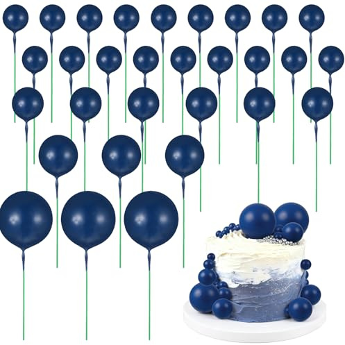 30 bolas para decoración de tartas, color azul marino, decoraciones para bodas, baby shower, fiestas de cumpleaños, bolas de espuma con forma de bola