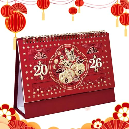 Tischkalender, 12 Monate, traditionelles Stundenplan, Jahr des Pferdes, 12 Monate, für Klassenzimmer, Schlafzimmer, Esszimmer, Wohnzimmer, Studenten, Kinder, Erwachsene, Lehrer