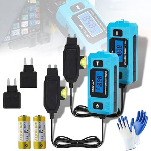 2PC Automotive Circuit Fault Probe Tester Car Relay Tester Circuit High-Precision 0.01A~19.99A Portable Car Fuse Current Test Tool with LCD Display & Front Lighting Max Load 20A 48V