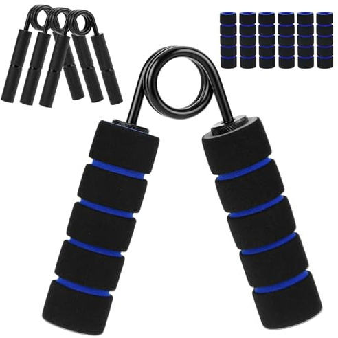 QWORK® Grip Strength Trainer 4-delat set 100 150 200 113 kg (22,5 KG-90 kg) med skumskydd – halkfri fingertränare och underarmstränare handtränarset