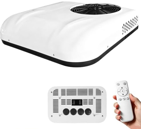 Condizionatore D'Aria 12V da 9000 BTU, Riscaldamento e Raffreddamento, Condizionatori da Tetto DC Ultra-Silenzioso con Compressore Inverter per Camper, Motorhome, Van e Camion