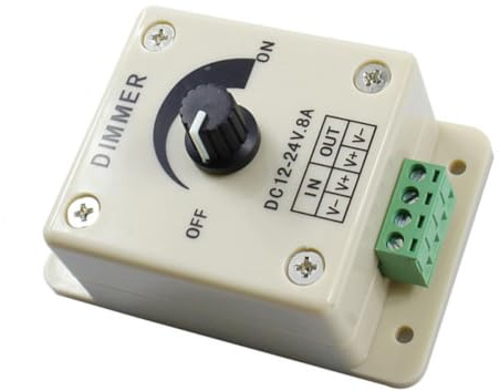 MAGICLULU Regulador de Intensidad Pwm de Pared para Control de Brillo en Luces LED 12v 8a Perilla Ajustable Interruptor de Atenuación Duradero de Plástico Blanco