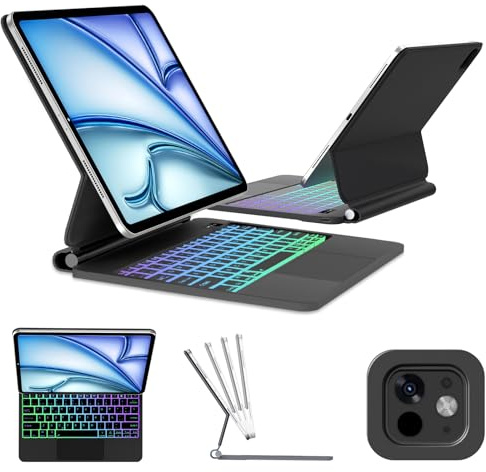 FOGARI Magic Keyboard para iPad Air 13 M4/M3/M2 2026/2025/2024 | Combo Touch Español Ñ Teclado Bluetooth con Touchpad para iPad Air 13 Pulgadas M4/M3/M2 2026/2025/2024, Negro