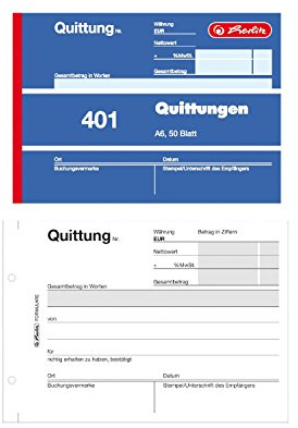 Herlitz Quittungsblock 401, A6 quer, 50 Blatt (4er Pack)