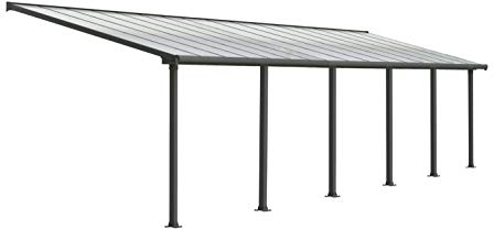 Palram Canopia Olympia Terrassenüberdachung 3X10 - Gestell aus Alumiuium & 16 mm Polycarbonat - Terrassendach Für den Ganzjährigen Gebrauch Geeignet, Grau, 980 x 295 x 305 cm