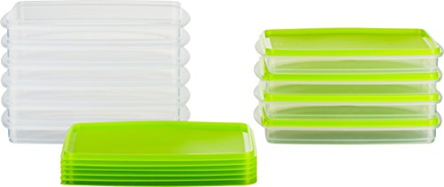 MiraHome Gefrierdosen 10x0,5L rechteckig Grün – Vorratsdosen mit Deckel luftdicht – Transparente Frischhaltedosen mit Deckel – Aufbewahrungsbox Küche für Mealprep & Organisation – Austrian Quality