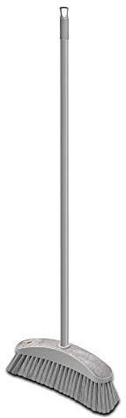 YORK ReSTART Scopa con Manico Lungo 120 cm, Lilla/Grigio | Scopa ergonomica con setole fitte in plastica riciclata e trucioli di legno, ideale per interni, casa e ufficio