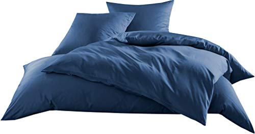 Bettwaesche-mit-Stil Mako-Satin Baumwollsatin Bettwäsche Uni einfarbig zum Kombinieren (Bettbezug 135 cm x 200 cm, Jeans Blau) viele Farben & Größen