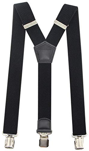 Timiot Premium Men's Y-Back Suspenders Stretch Perfect 1.5 Width for Work Style Formal Strong Heavy Duty Clips (Black)