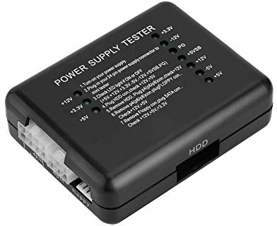 El comprobador de la fuente de alimentación Checker 20/24 Pin con LED verdes se ilumina Floppy, HDD, CDROM, SATA, 4 pin (P4), 8 pin (Dual CPU), 6 pin (PCI-Express) para computadora Color negro