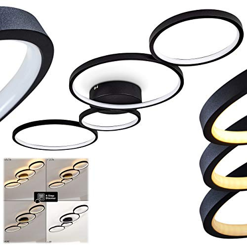 HOFSTEIN LED Deckenleuchte Rodekro, dimmbare Deckenlampe aus Metall in Schwarz, moderne Leuchte dimmbar über Lichtschalter, 37 Watt, 3300 Lumen, 3000 Kelvin, Wohnzimmer, Schlafzimmer, Küche