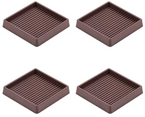 VOCOMO 3X3 Rubber Caster Cups, Non Slip Furniture Pads, Anti-Slip Furniture Gripper, Anti Skid Furnitures Feet, Anti Slide Floor Protector for Bed Couch Stoppers (Brown, 4 Pack)