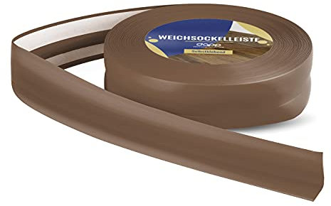 DQ-PP Plinthe souple | 40 m (2 x 20 m) | Marron foncé | 32 x 23 mm | PVC | Autocollant | Plinthe d'angle | Plinthe en caoutchouc Plinthe Profilé d'angle Baguette de finition