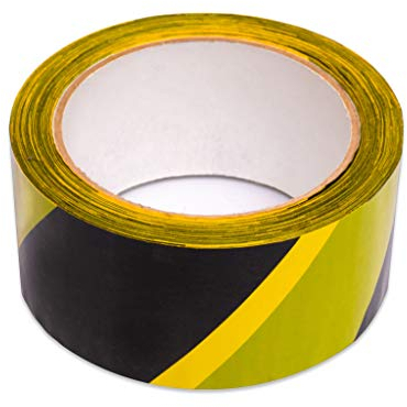 Warnband Sicherheitsmarkierung Absperrband Klebeband Gelb und Schwarz (48 mm x 33 Meter) zur Markierung gefährlicher Bereiche und zum Anbringen sicherer Abstände (150 mikron)