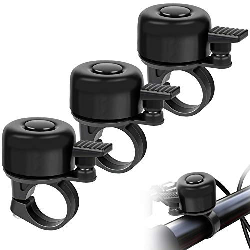 3 Pezzi Mini Bicicletta Campana Campanello Lega di Alluminio per Bicicletta per Mountain Bike, Bici da Città, Bici Sportiva, Bici per Bambini, Bici da Crociera (Nero)