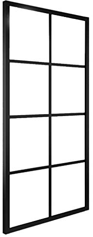Tidyard Skjutdörr rostfritt glasdörr glasdörr skjutdörrsystem skjutdörrsbeslag aluminium och ESG-glas 83 × 205 cm svart