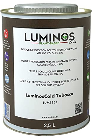 Luminos Cold - LUM1154 - Tobacco - Holzlasur Außen, Biopolymer-Wasserbasis Lasur für Holz, UV-Schutz, wetterfest und reflektierende IR-Schutzlasur - Tobacco 2.5L