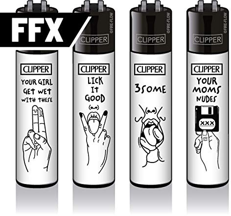Clipper Classic Original Feuerzeuge 4er Set - Winter Kollektion 2021 + 1 Clipper DHOBIA Feuerzeug GRATIS (FFX Adult #1) Bunt