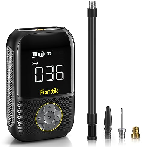 Fanttik X8 Mini Elektrische Luftpumpe, 10,3 BAR/150 PSI Tragbar Fahrradpumpe, Elektrischer Kompressor mit Digitalem LCD-Bildschirm und 4 Modi für Auto, Fahrrad, Motorrad, Bälle
