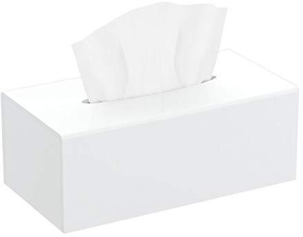 HIIMIEI Scatola per fazzoletti quadrata, scatola per fazzoletti in acrilico | Scatola per fazzoletti con copertura magnetica per sala da pranzo, bagno, camera da letto, auto, ufficio (Bianco, 25 × 13