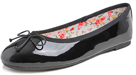 BREEZE NOUTHERLY Ballerina in Vernice Colorata con Cuscino in Memory Foam per amaretti da Donna Nero Pat 38 EU