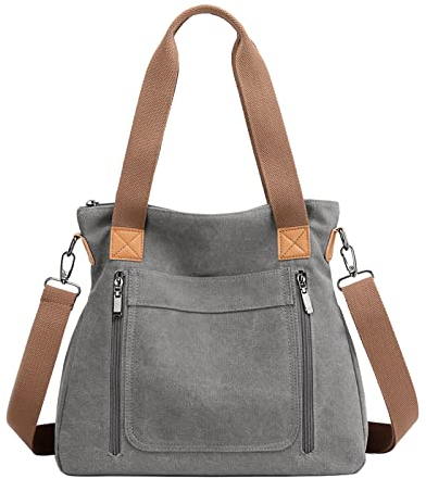 ZHIERNA Canvas Damen Handtasche Hobo Schultertasche Casual Top Griff Crossbody Umhängetasche Tote Bag für Arbeit, Reisen, Einkaufen