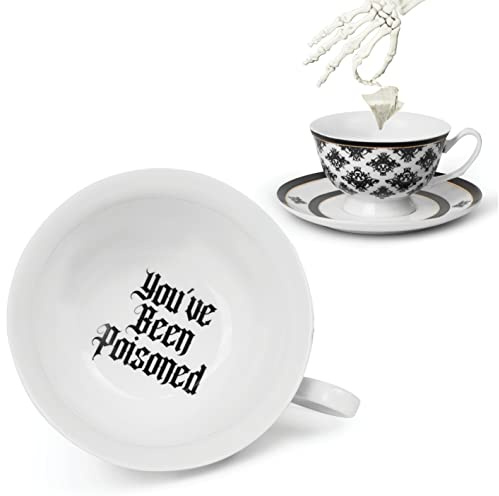 You've Been Poisoned Tea Cup and Saucer Set - Witchy, Goth Gift for Women, Spooky - Funny Mug, Female Friend Gift Ideas