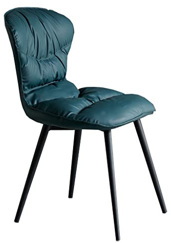 DUNAKE Esszimmerstühl Beige Polsterstuhl Esszimmer, Küchenstuhl Metall Wohnzimmerstuhl Leder Mit Schwarzen Metallbeinen, Schalenstuhl Esszimmerstühle Für Das Büro (Color : Green)